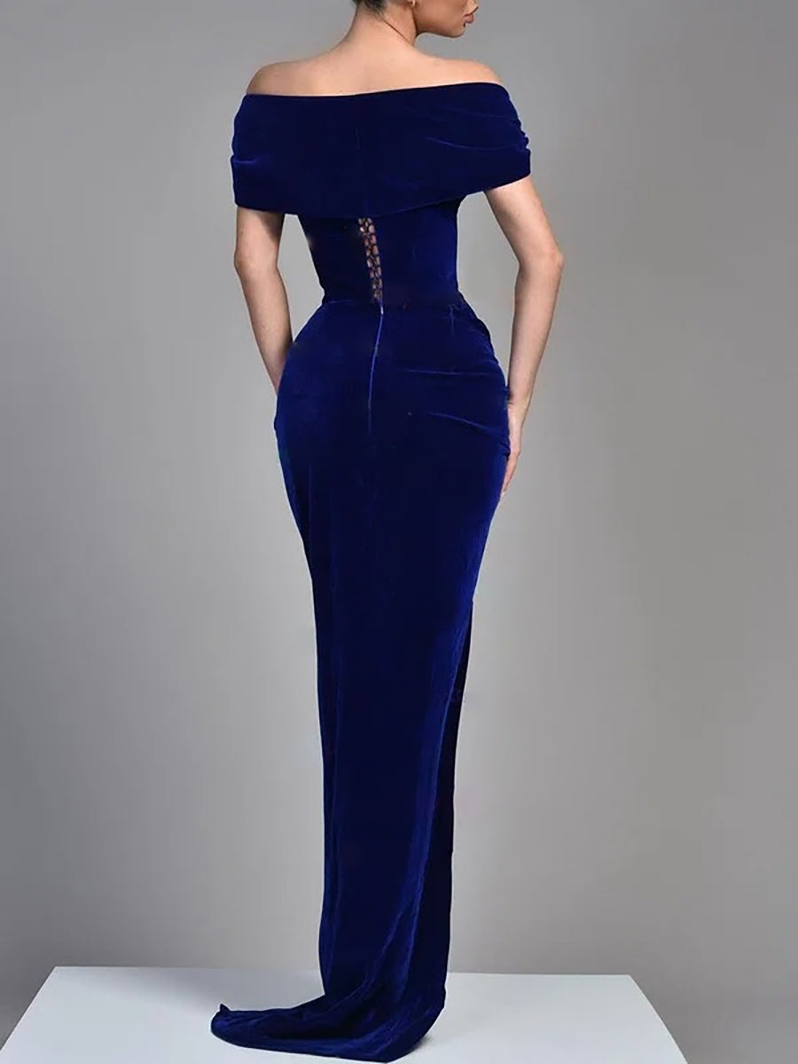 Off-the-Shoulder Floor-Length Sheath/Column Prom Gowns