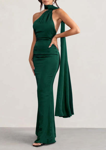 Floor-length Halter Prom Dresses with Sheath/Column Silhouette