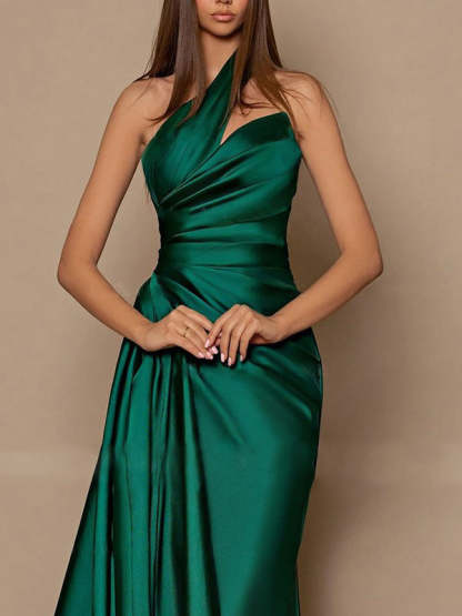 One-Shoulder Long Prom Gown with Sheath/Column Silhouette