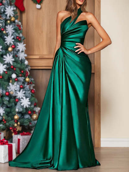 One-Shoulder Long Prom Gown with Sheath/Column Silhouette
