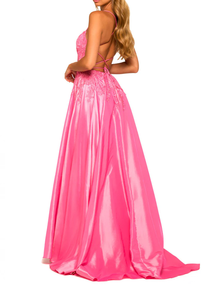 Spaghetti Strap Floor-Length A-Line Princess Prom Dresses