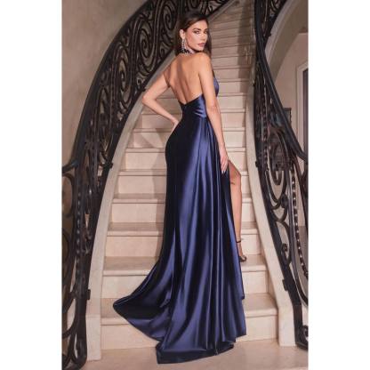 Floor-Length Halter Evening Dresses With Side Split Sheath/Column Design