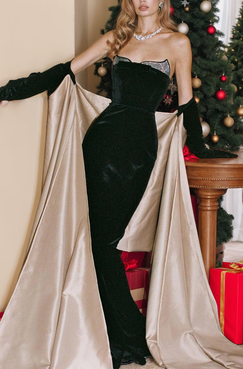 Strapless Beaded Trumpet/Mermaid Evening Gown in Floor-Length