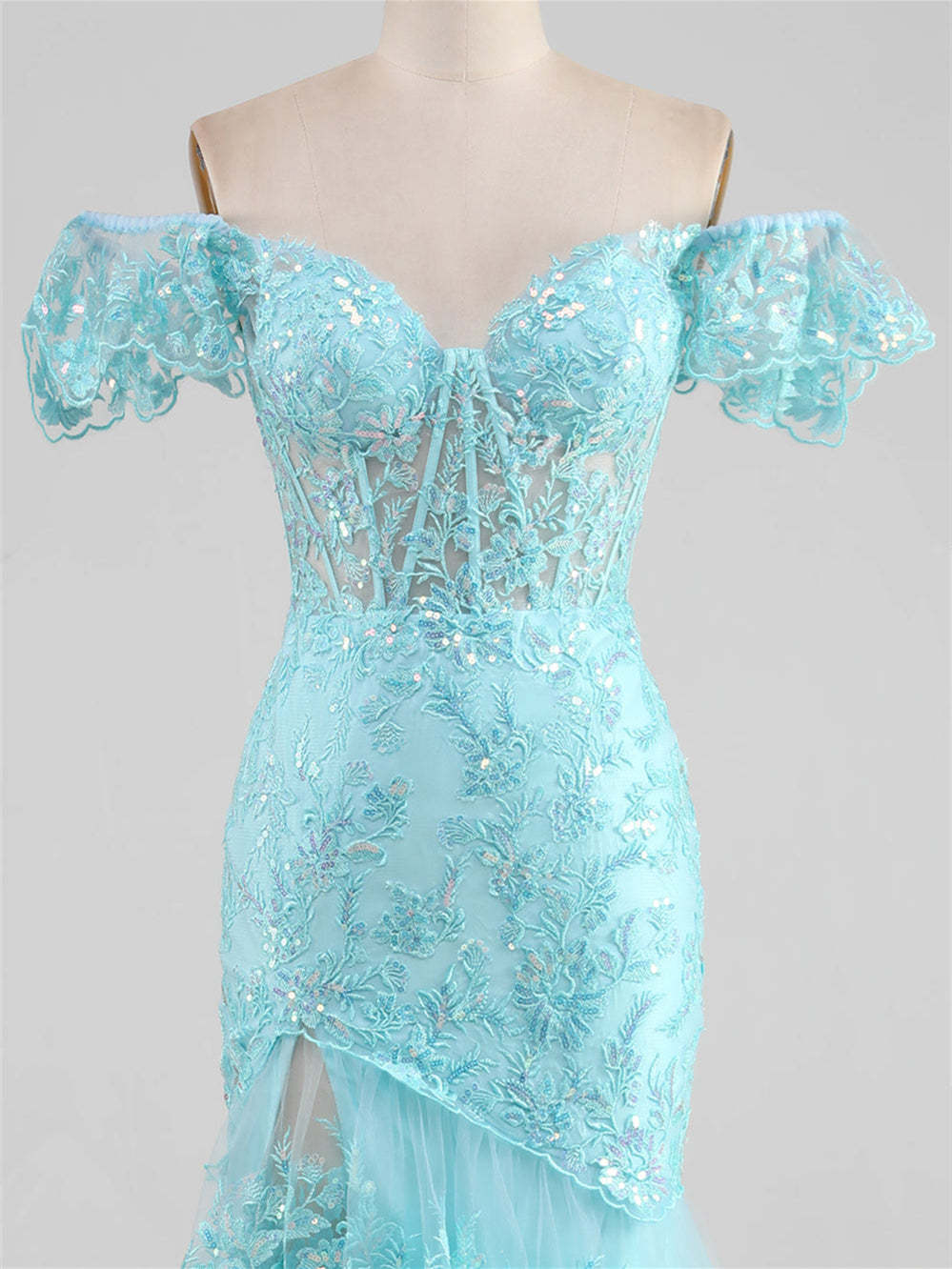 Sweetheart Off-the-Shoulder Floor-Length Evening Dress with Side Split in Mermaid/Trumpet Style