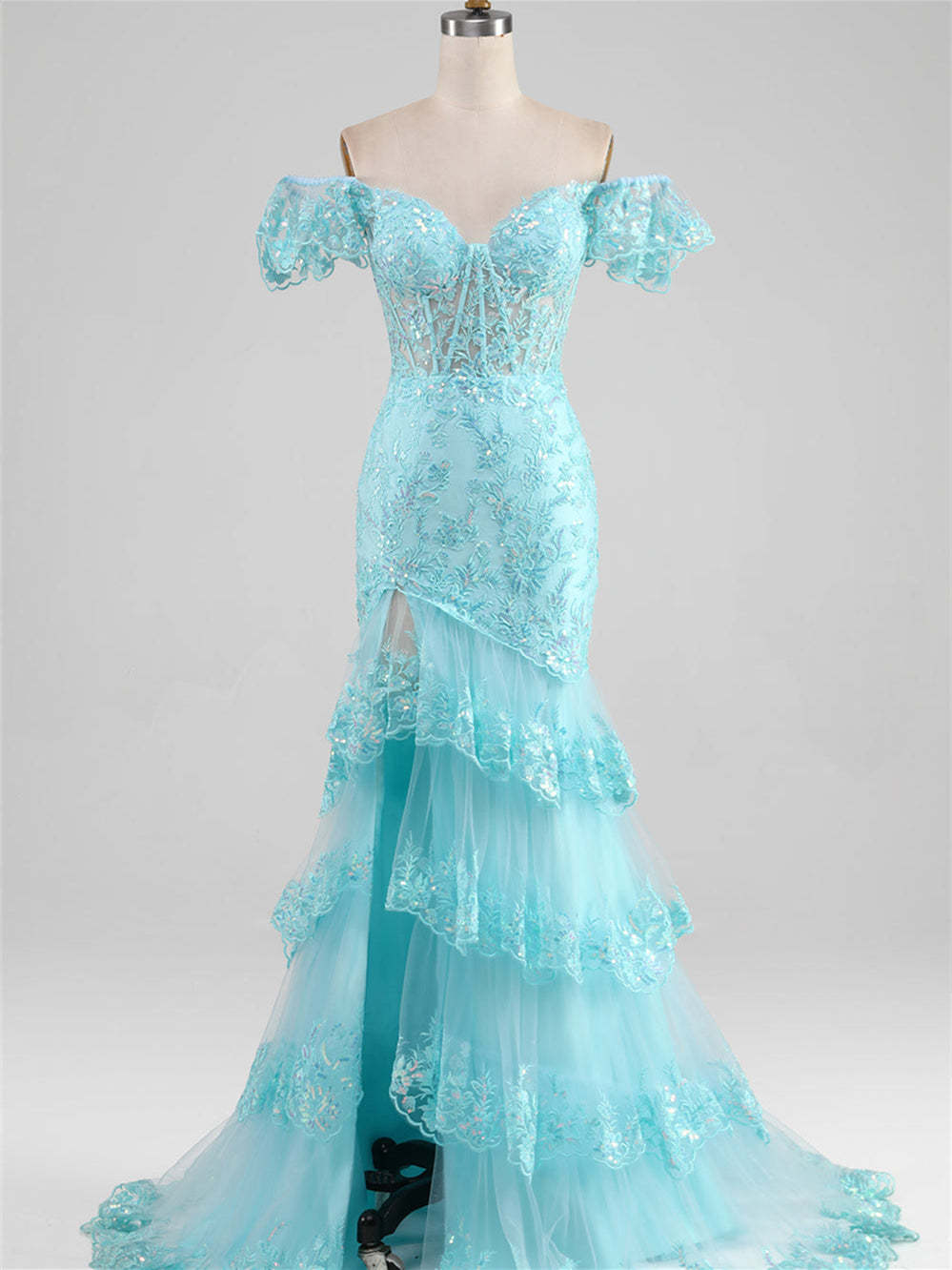 Sweetheart Off-the-Shoulder Floor-Length Evening Dress with Side Split in Mermaid/Trumpet Style