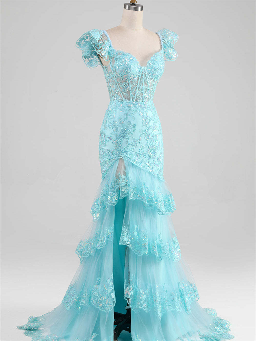 Sweetheart Off-the-Shoulder Floor-Length Evening Dress with Side Split in Mermaid/Trumpet Style