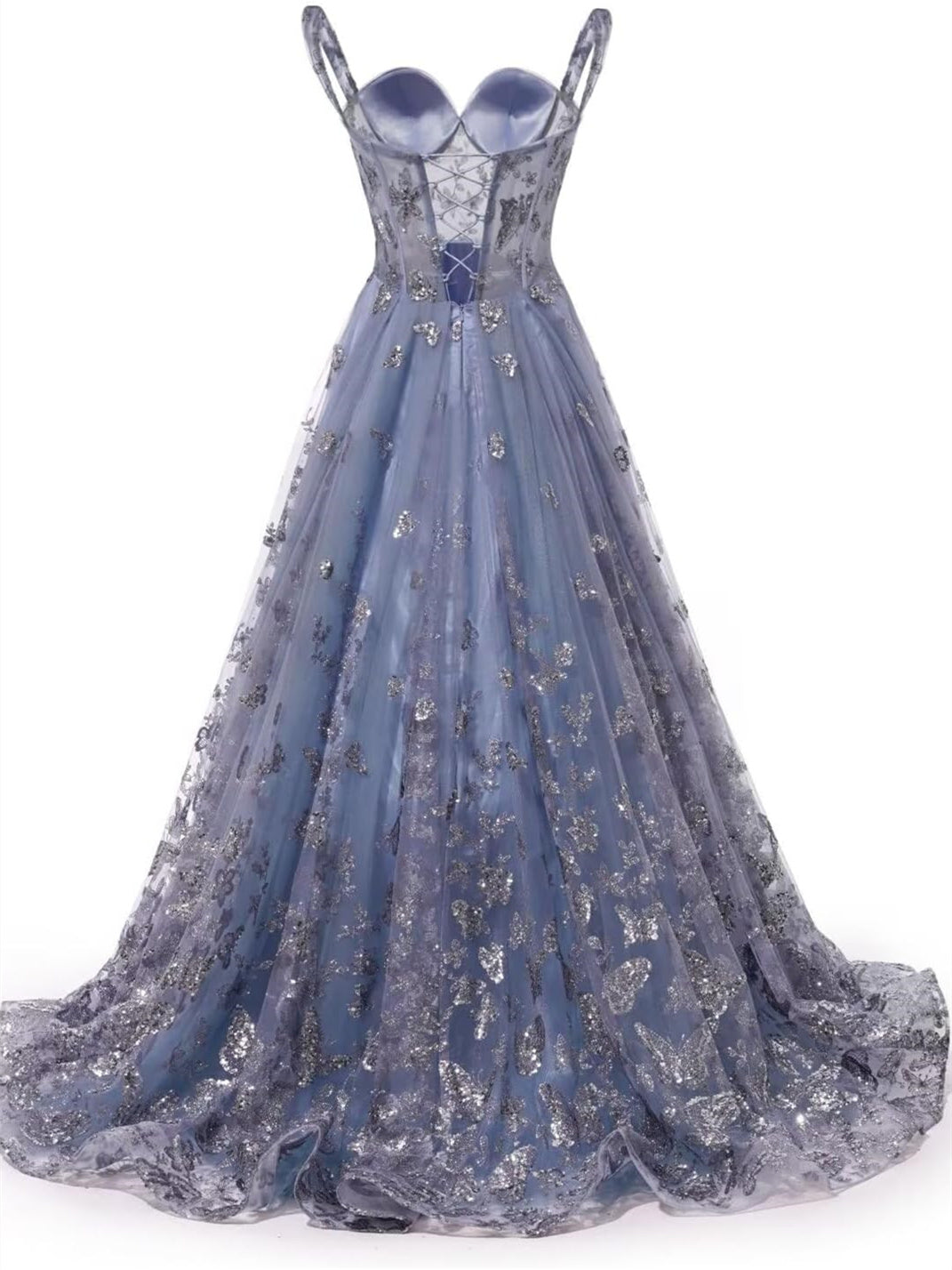 Sweetheart Spaghetti Strap A-Line Princess Formal Floor-Length Dress with Appliques