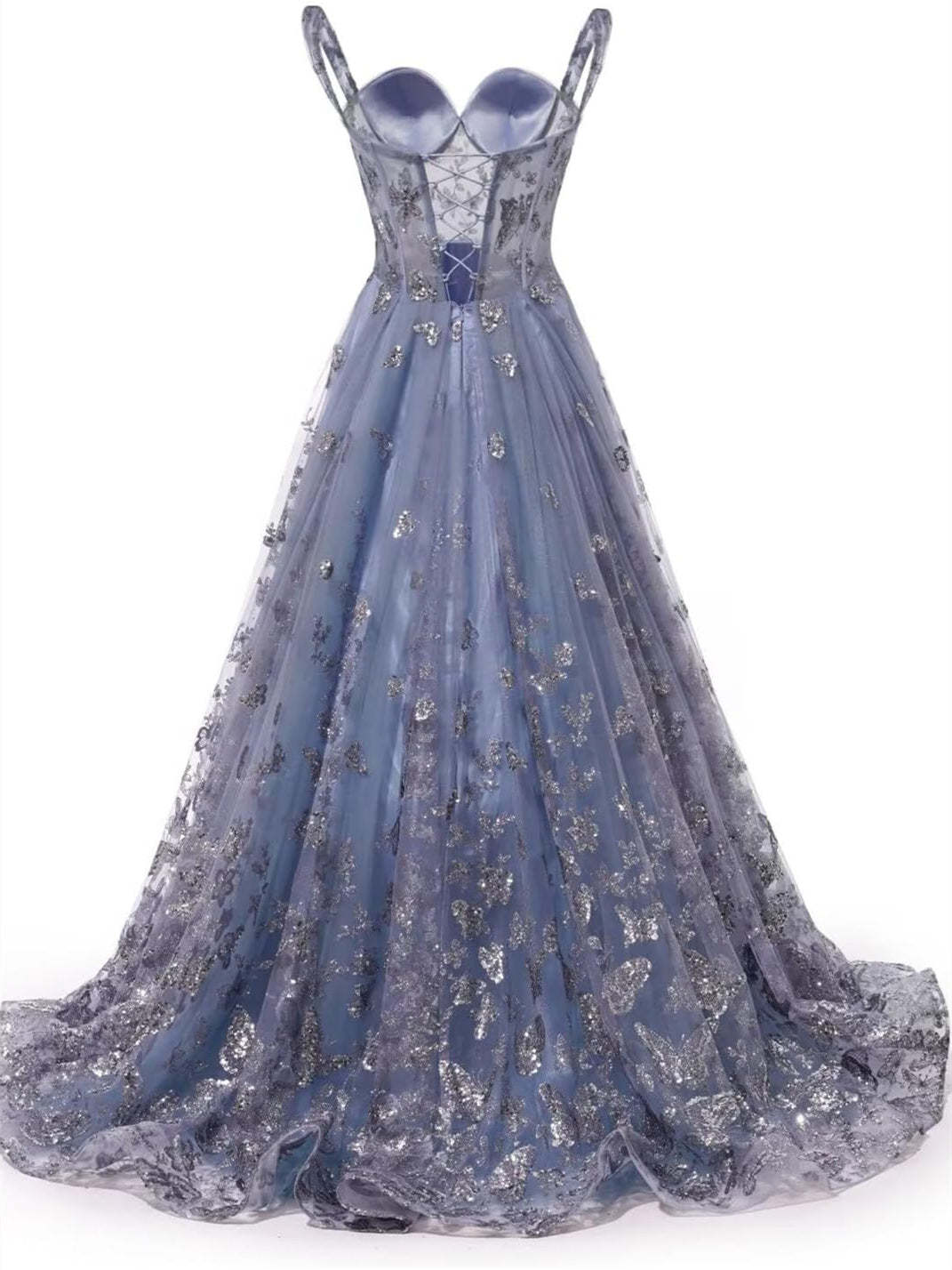 Sweetheart Spaghetti Strap A-Line Princess Formal Floor-Length Dress with Appliques