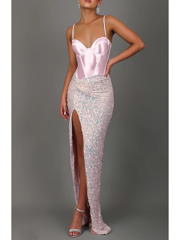 Sweetheart Floor-Length Prom Dresses with Sequins in Mermaid/Trumpet Style
