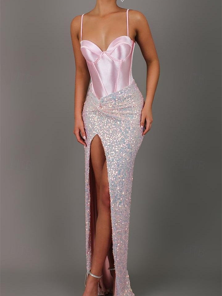 Sweetheart Floor-Length Prom Dresses with Sequins in Mermaid/Trumpet Style