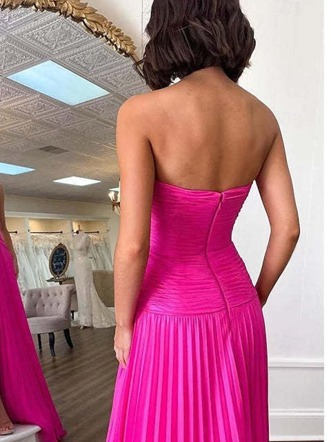 Strapless Sleeveless A-Line Prom Dresses with Princess Pleats and Ruched Details