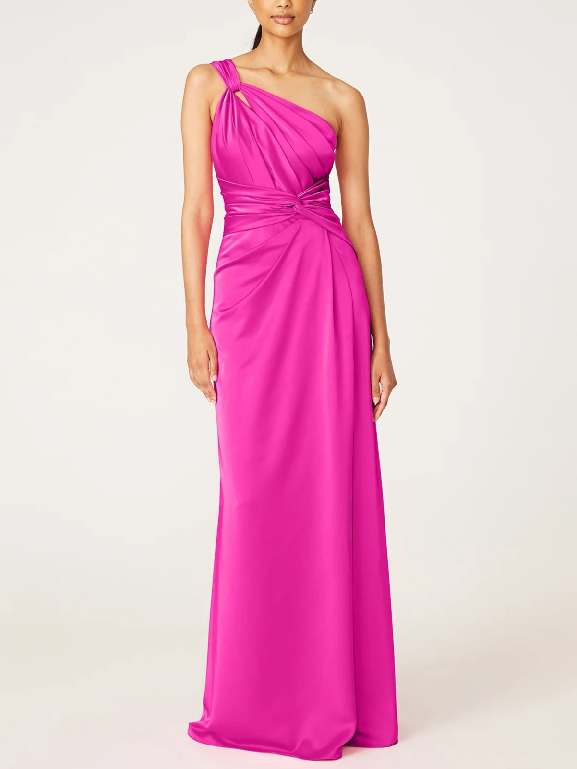 One-Shoulder Sleeveless A-Line Princess Evening Dress with Ruffles Floor-Length