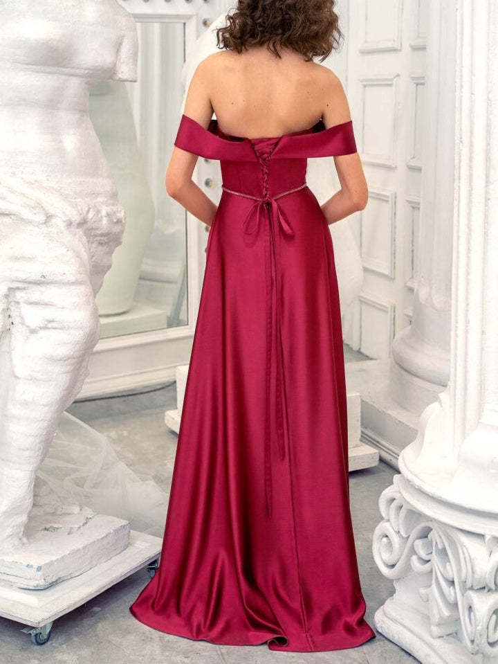 Strapless Sleeveless A-Line Princess Evening Gown Floor-Length