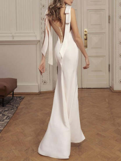 Sleeveless Floor-Length Ruffled Evening Dress with Sheath/Column Neckline