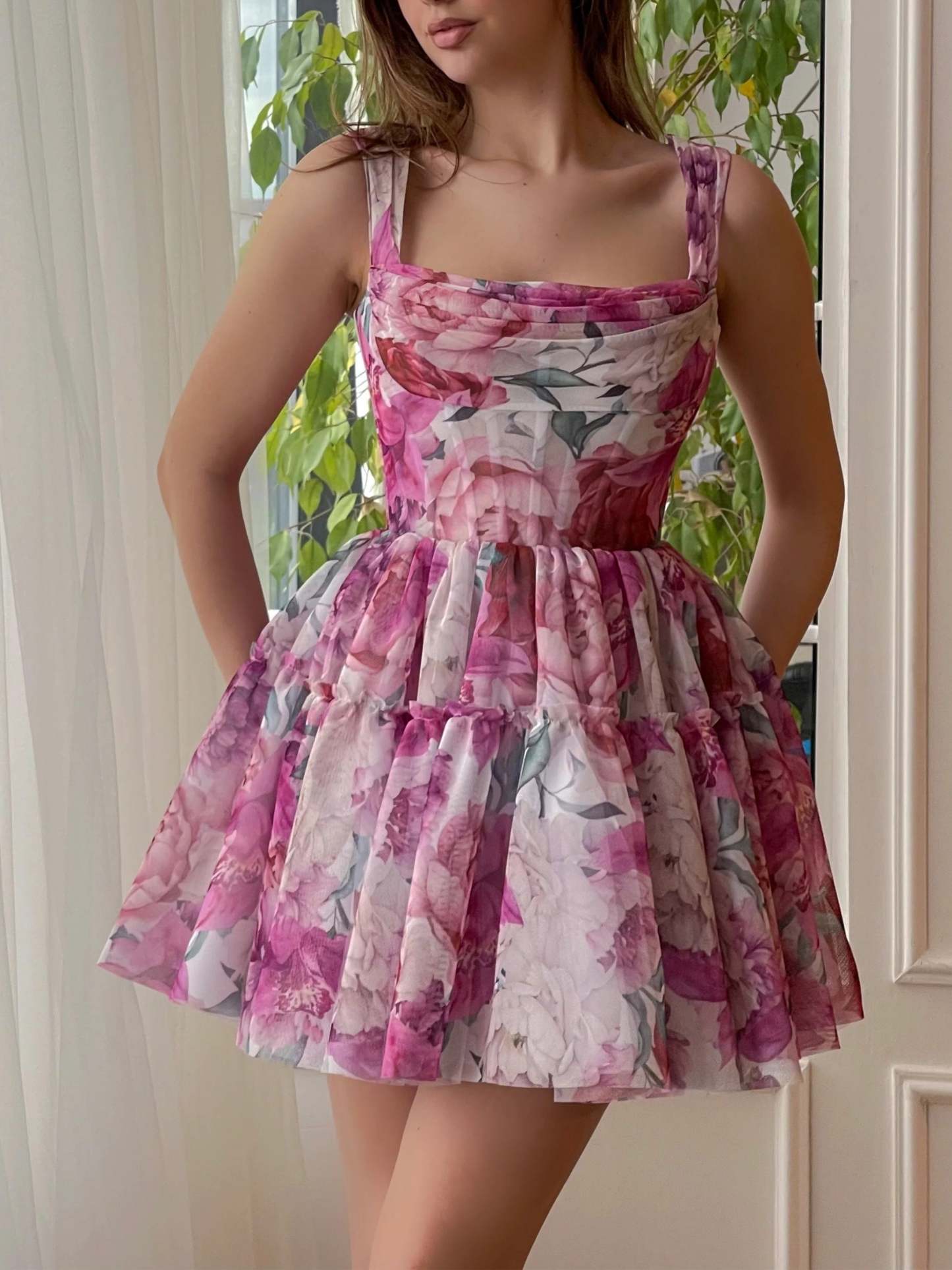 Sleeveless Mini A-Line Princess Prom Dress with Off-the-Shoulder Applique