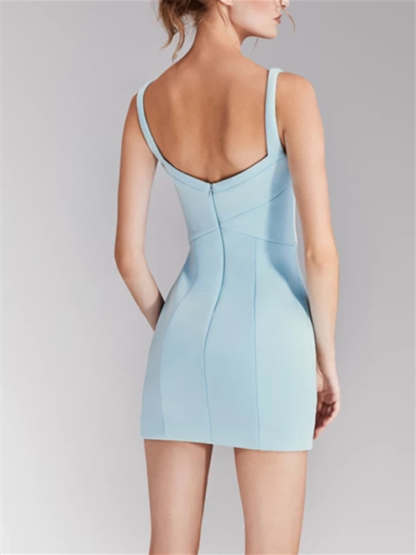 Mini Evening Dress with Spaghetti Straps and Suit Jacket in Sheath/Column Style