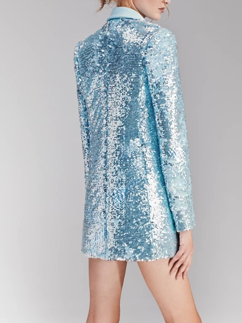 Mini Evening Dress with Spaghetti Straps and Suit Jacket in Sheath/Column Style