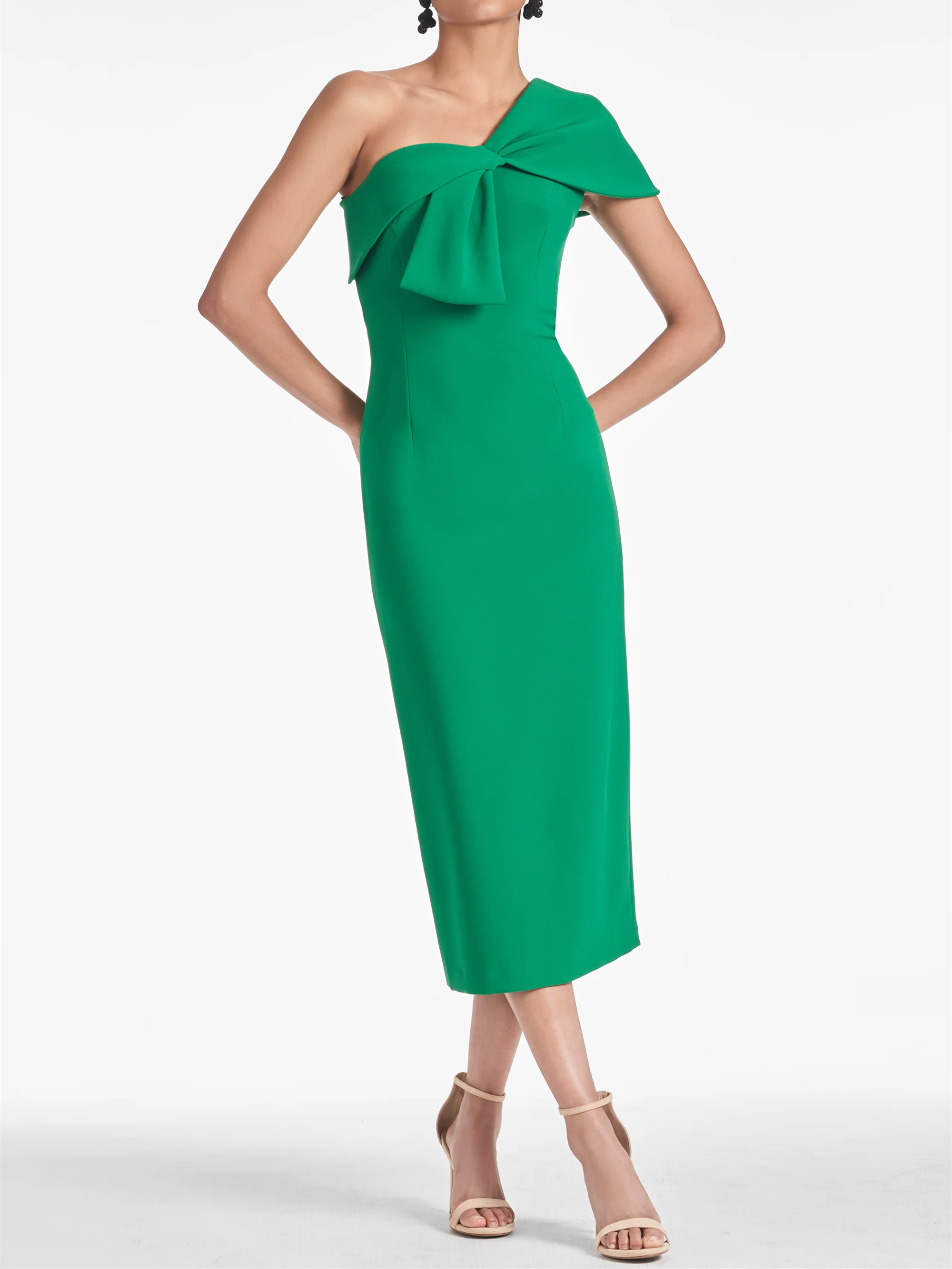 One-Shoulder Tea-Length Sheath/Column Dress for Homecoming