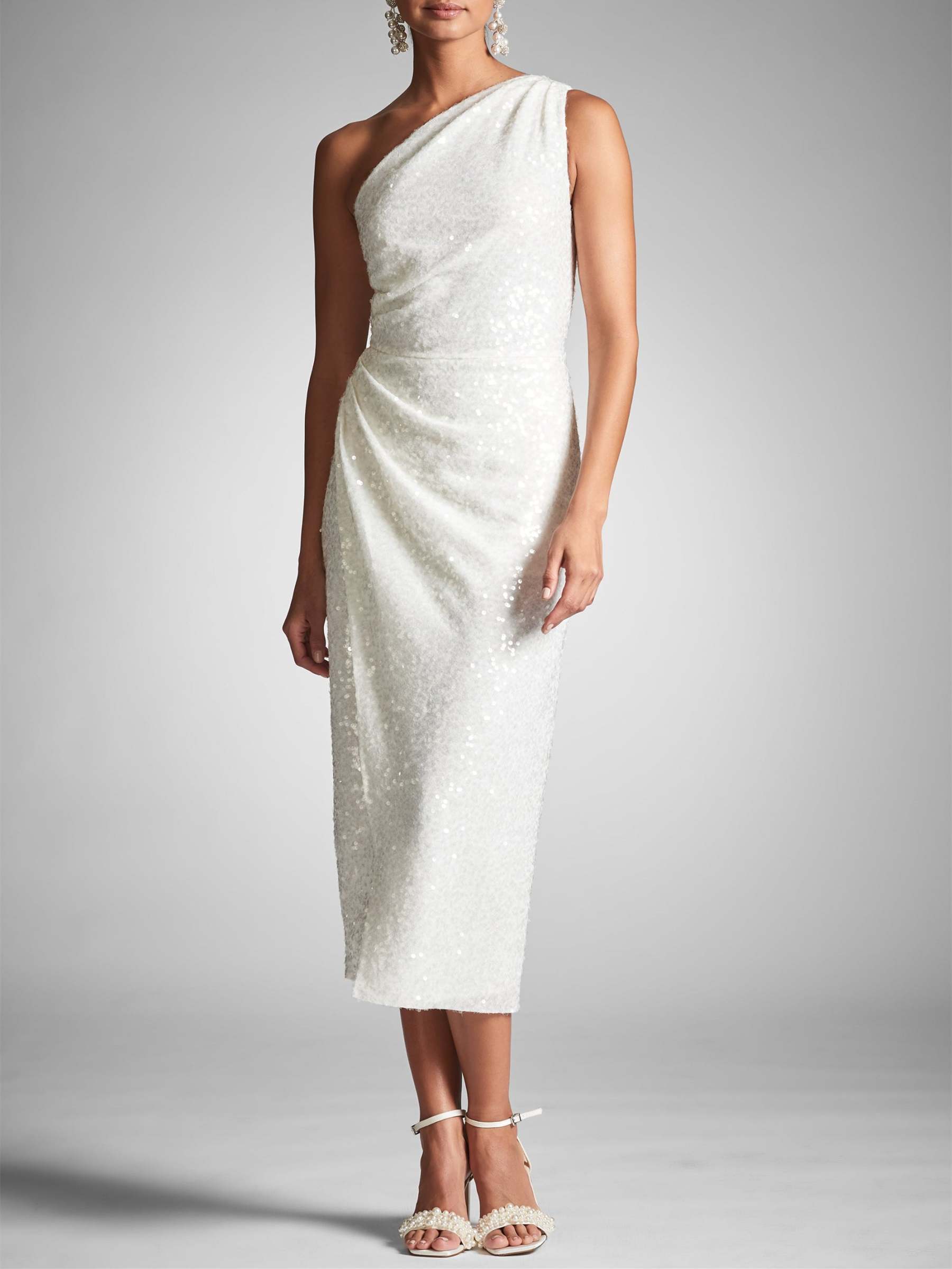 One-Shoulder Tea-Length Sheath/Column Homecoming Dress