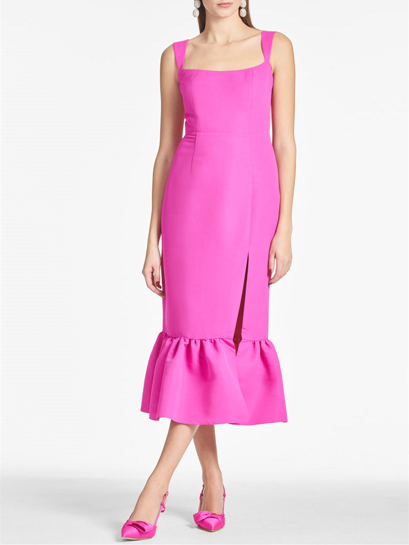 Square Neck Tea-Length Sheath Homecoming Dresses