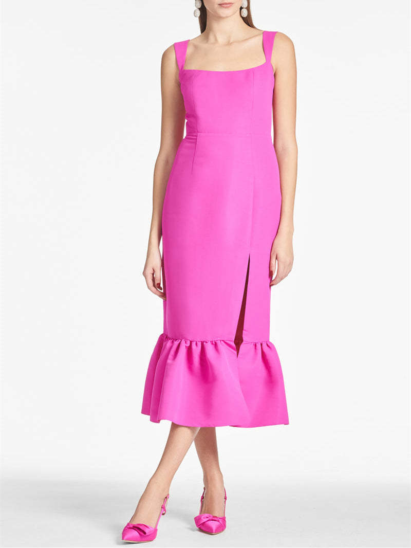 Square Neck Tea-Length Sheath Homecoming Dresses