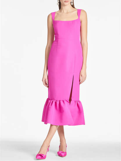 Square Neck Tea-Length Sheath Homecoming Dresses