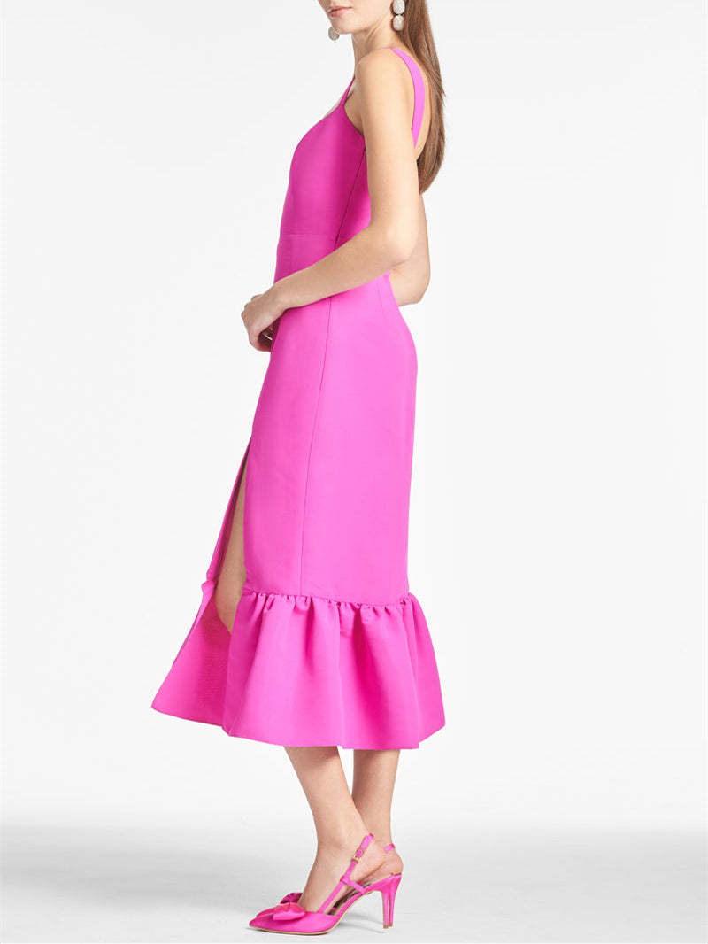 Square Neck Tea-Length Sheath Homecoming Dresses