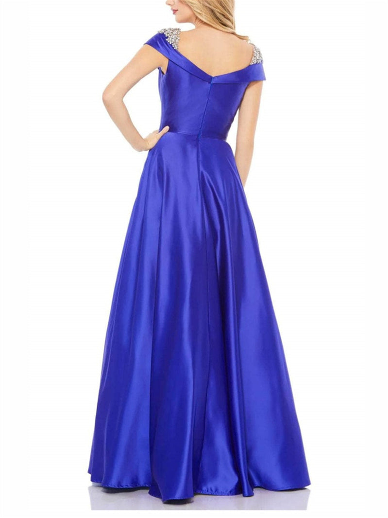 Princess A-Line Floor-Length Off-the-Shoulder Evening Gown