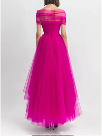 Ankle-Length Off-the-Shoulder A-Line Princess Evening Dress