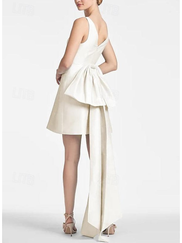 V-Neck Mini A-Line/Princess Cocktail Dresses Featuring Bow(s)