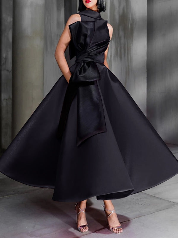 High Neck Ankle-Length Ball Gown with Bowknot for Cocktail