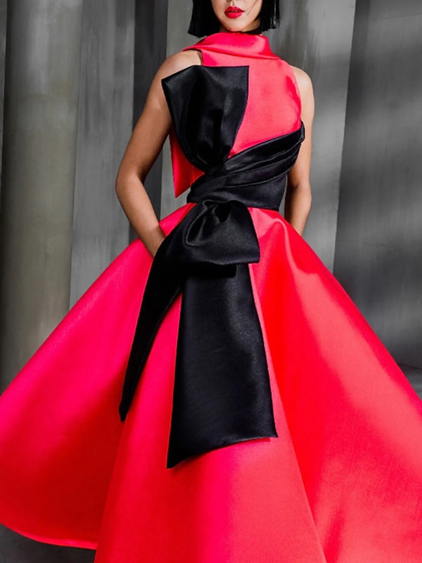 High Neck Ankle-Length Ball Gown with Bowknot for Cocktail