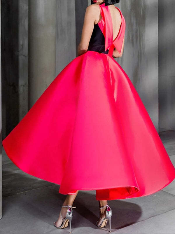 High Neck Ankle-Length Ball Gown with Bowknot for Cocktail