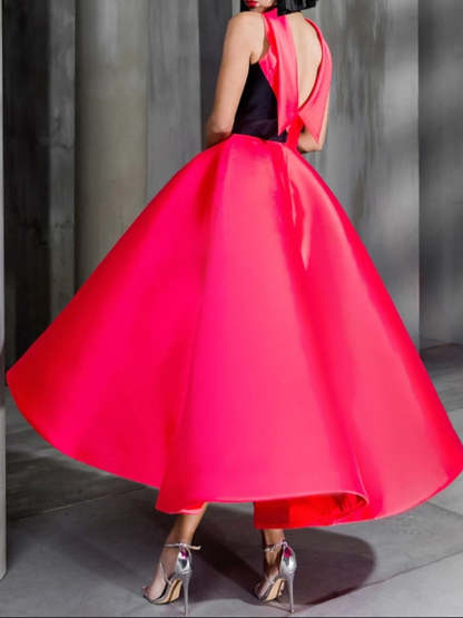 High Neck Ankle-Length Ball Gown with Bowknot for Cocktail