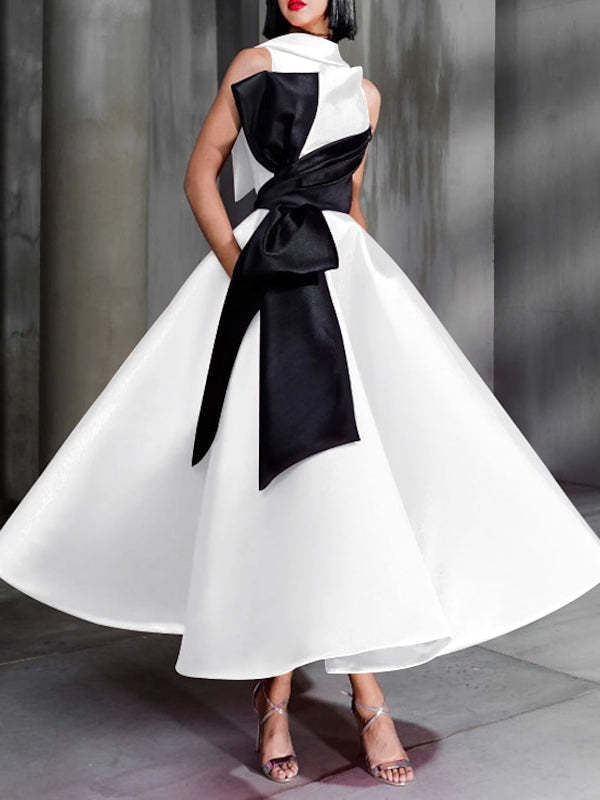 High Neck Ankle-Length Ball Gown with Bowknot for Cocktail