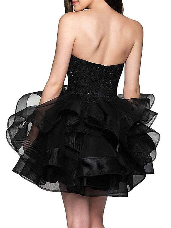 Sleeveless Strapless Cocktail Dress with Appliques in A-Line/Princess Minimalist Style