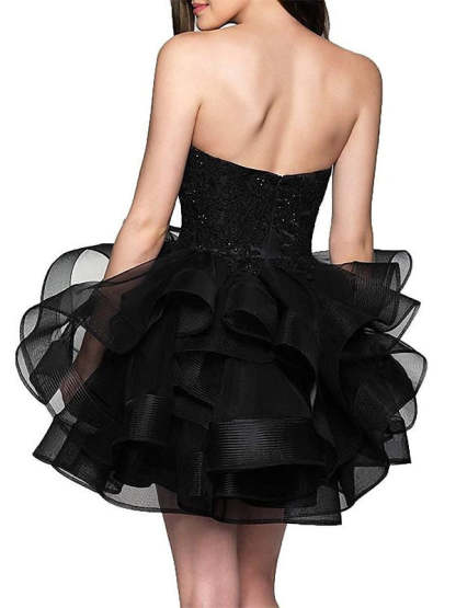 Sleeveless Strapless Cocktail Dress with Appliques in A-Line/Princess Minimalist Style
