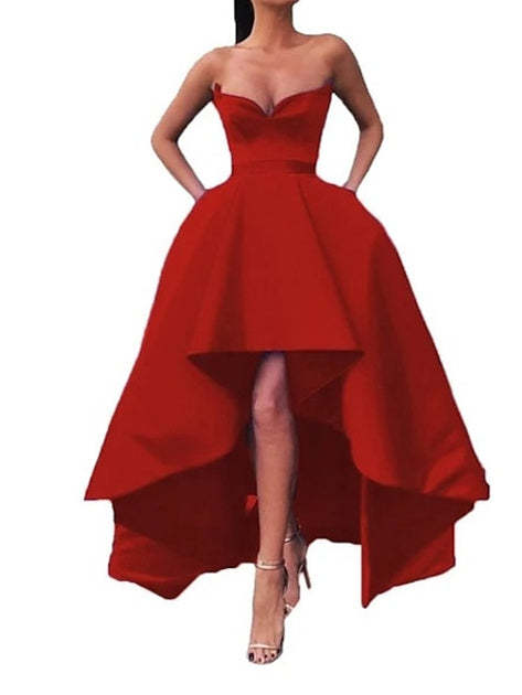 Asymmetrical Sleeveless Strapless A-Line Princess Cocktail Dresses