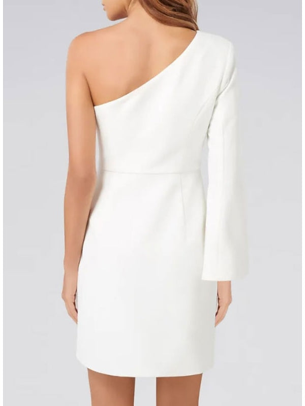 One-Shoulder Long Sleeve Cocktail Dress with Sheath/Column Silhouette