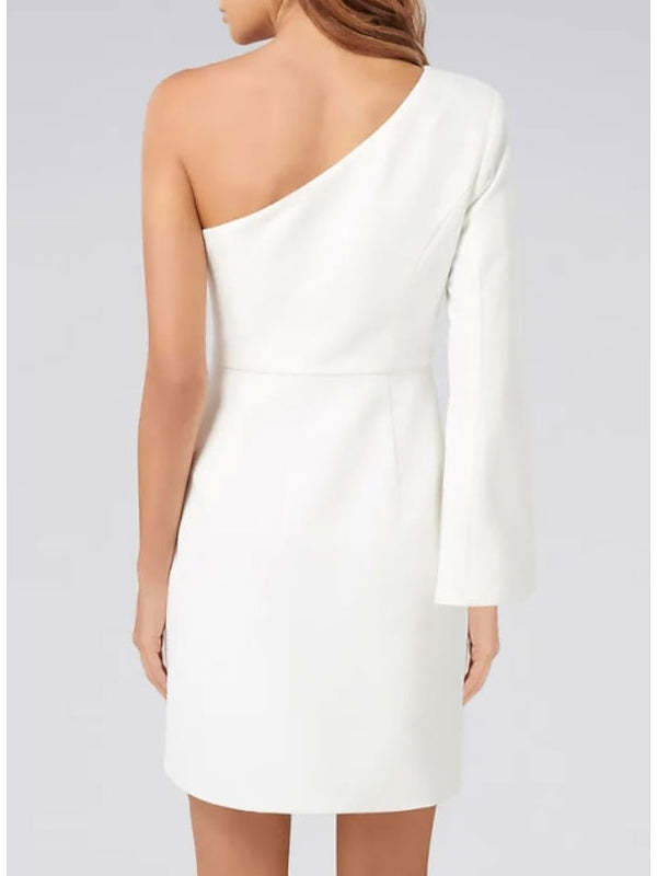 One-Shoulder Long Sleeve Cocktail Dress with Sheath/Column Silhouette