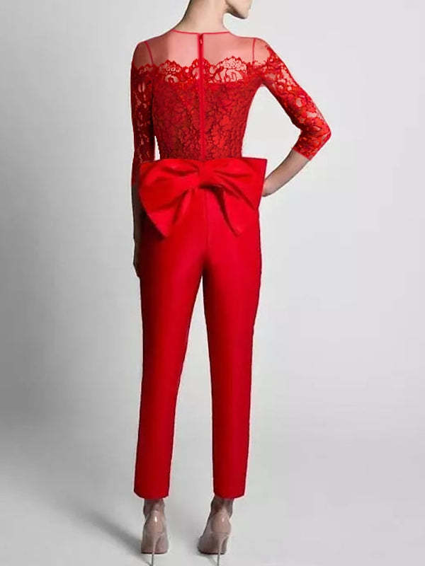 Off-the-Shoulder Jumpsuits with 3/4 Sleeves and Floor-Length Evening Gowns