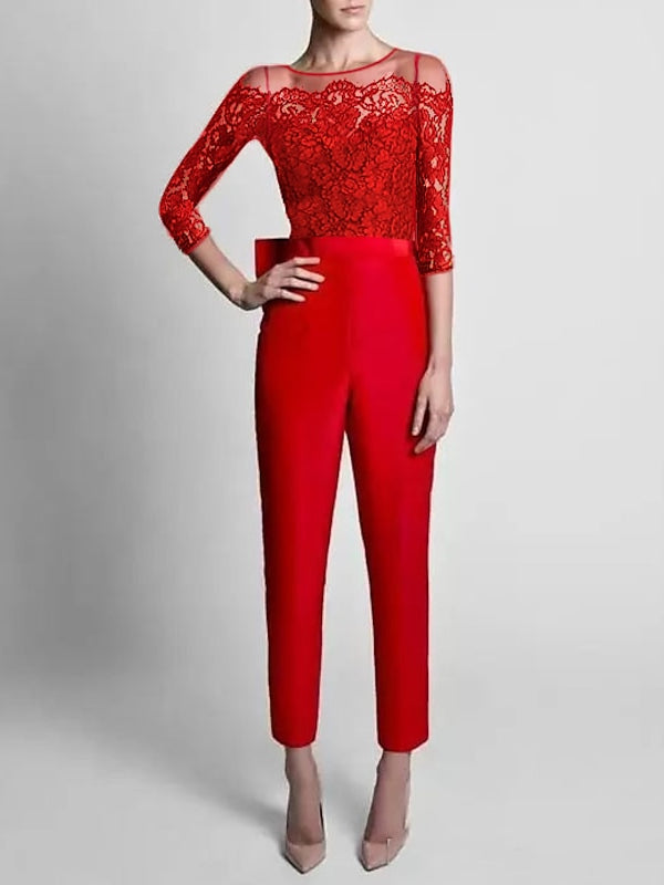 Off-the-Shoulder Jumpsuits with 3/4 Sleeves and Floor-Length Evening Gowns