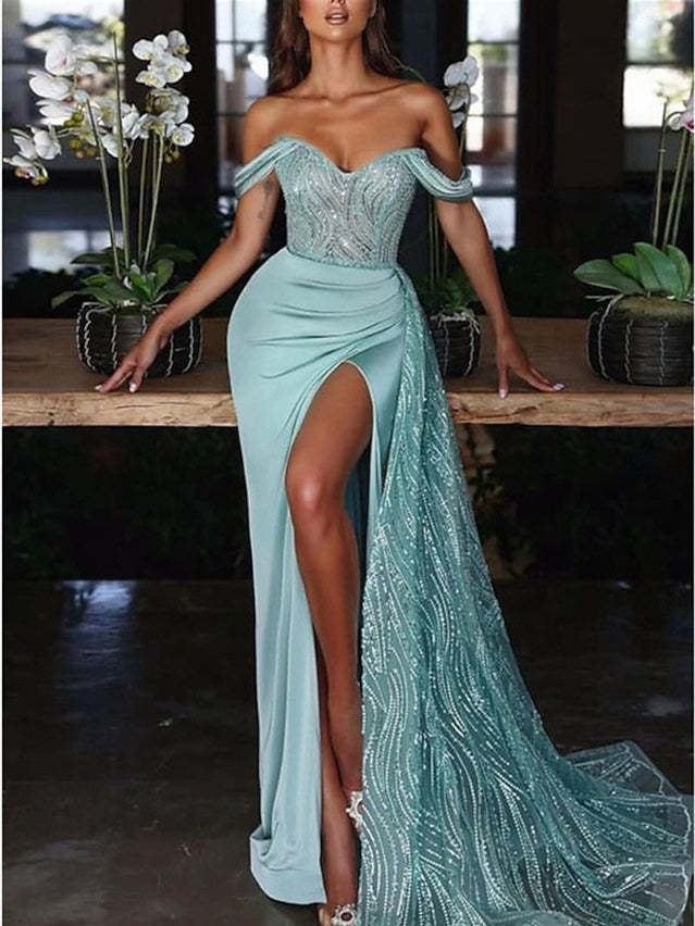 Sweetheart Off-the-Shoulder Evening Dresses with Mermaid/Trumpet Court Train