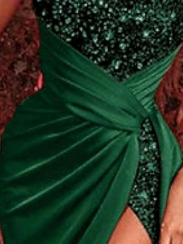 Strapless Sleeveless Evening Gown with Ruched Sheath and Court Train