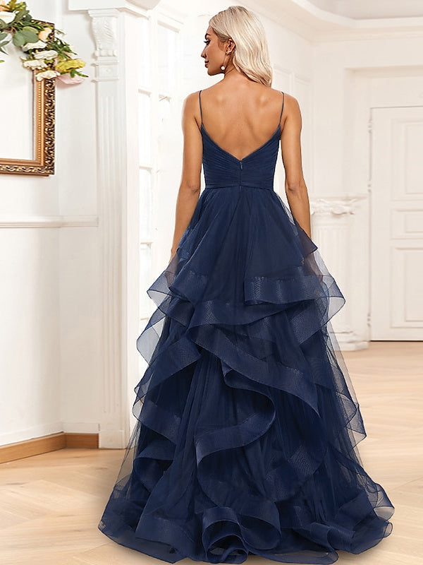 Sleeveless Floor-Length A-Line/Princess Evening Dresses Featuring Ruched Ruffles