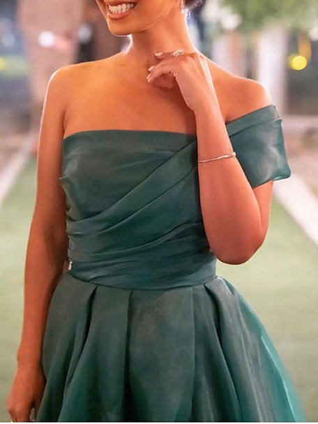 One-Shoulder A-Line Princess Evening Gown with Side Split