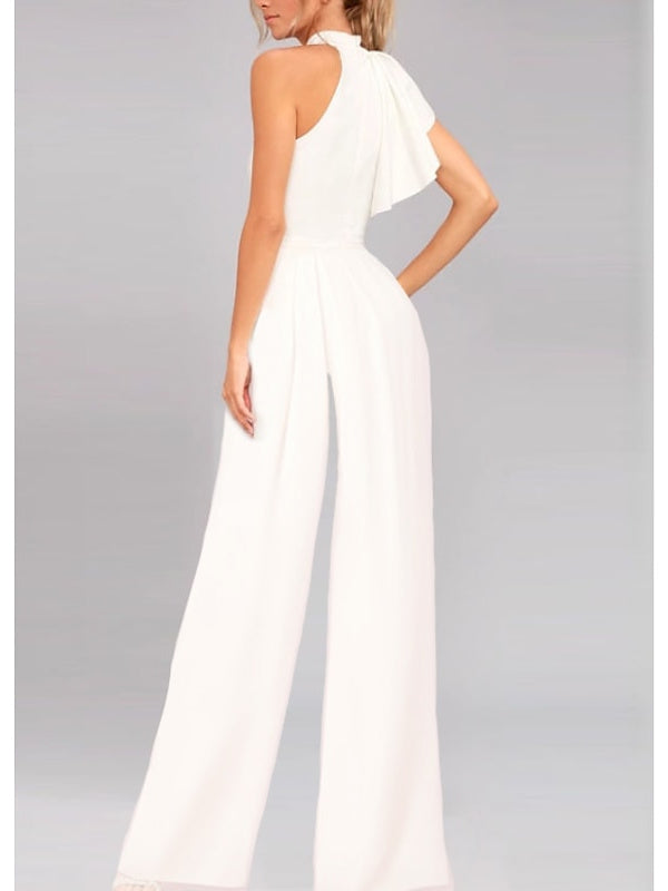 One-Shoulder Ruffled Jumpsuit for Prom in Empire Style