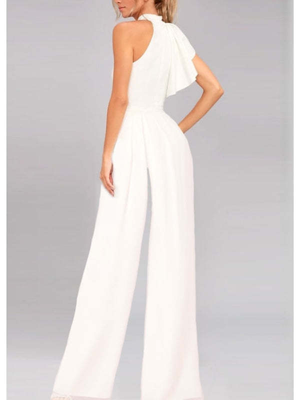 One-Shoulder Ruffled Jumpsuit for Prom in Empire Style