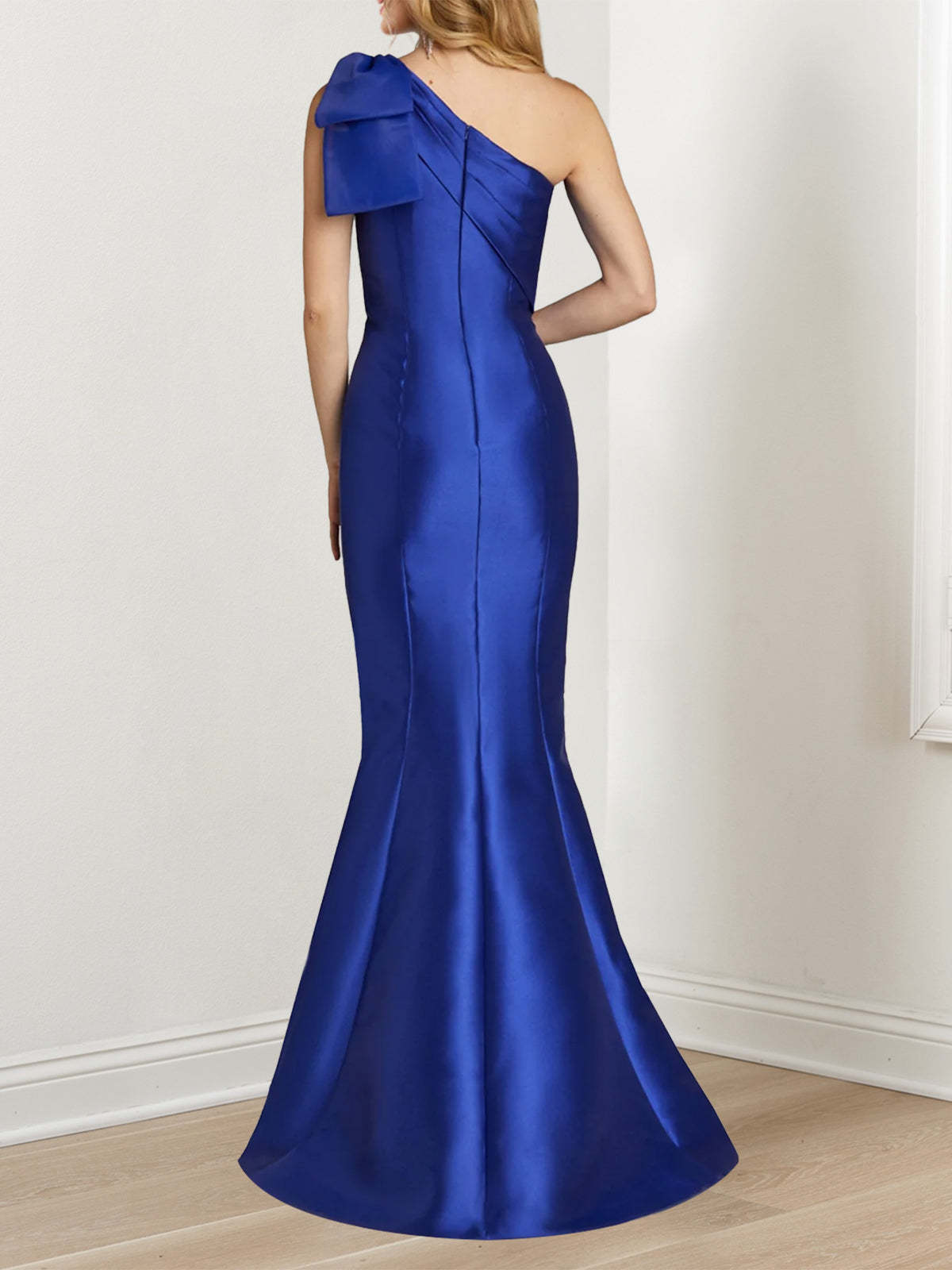 One-Shoulder Sleeveless Trumpet/Mermaid Evening Gown in Floor-Length
