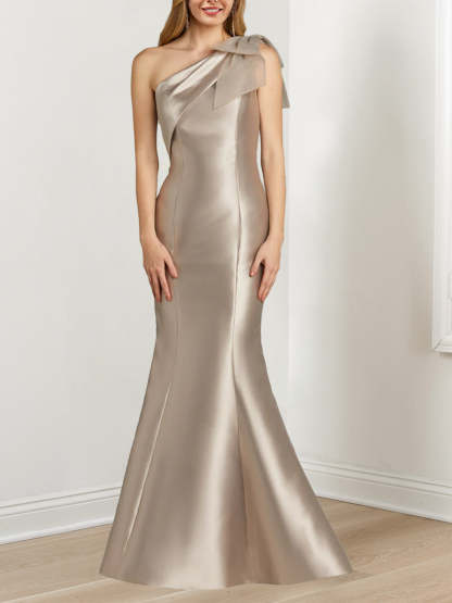 One-Shoulder Sleeveless Trumpet/Mermaid Evening Gown in Floor-Length
